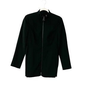 Akris Black Wool Coat Jacket 2 Way Zip Size 10